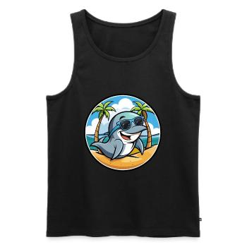 Delfin Lustige Cartoon Sommer Strand Sonnenbrille Cool - Männer Premium Bio Tank Top - Schwarz - Vorne - Michal (187cm)
