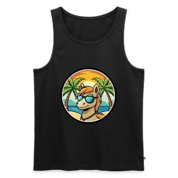Pony Lustige Cartoon Sommer Strand Sonnenbrille Aufkleber - Männer Premium Bio Tank Top - Schwarz - Vorne - Michal (187cm)