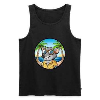 Rat Drôle Dessin Animé Plage D’été Lunettes De Soleil Autocollant - Débardeur bio Premium Homme - noir - Devant - Michal (187cm)