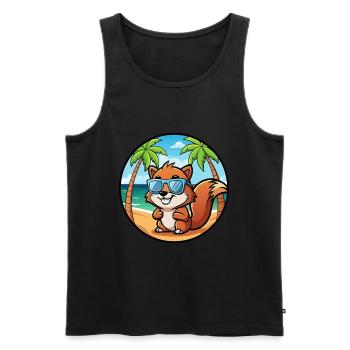 Squirrel Funny Cartoon Summer Beach Sunglasses - Men's Premium Organic Tank Top - black - Front - Michal (187cm)