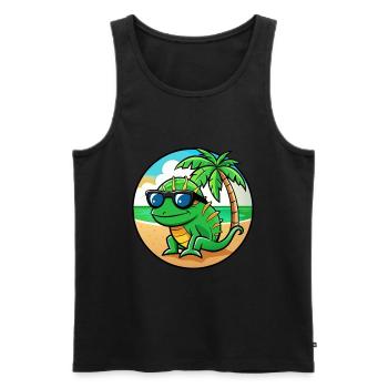 Chamäleon Lustige Cartoon Sommer Strand Sonnenbrille - Männer Premium Bio Tank Top - Schwarz - Vorne - AI Model Male 178 light (178cm)