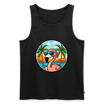 Flamingo Funny Cartoon Lunettes de soleil de plage d’été - Débardeur bio Premium Homme - noir - Devant - Michal (187cm)