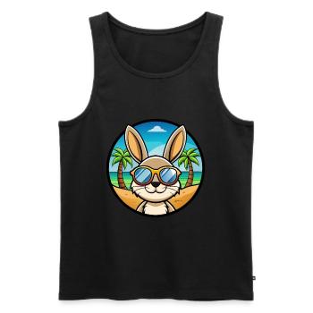 Kaninchen Lustige Cartoon Sommer Strand Sonnenbrille Cool - Männer Premium Bio Tank Top - Schwarz - Vorne - AI Model Male 178 light (178cm)
