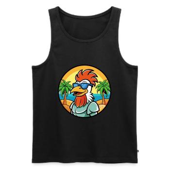 Hahn Lustige Cartoon Sommer Strand Sonnenbrille Cool - Männer Premium Bio Tank Top - Schwarz - Vorne - Michal (187cm)