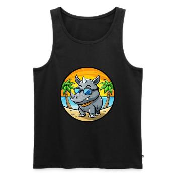 Rhino Lustige Cartoon Sommer Strand Sonnenbrille Cool - Männer Premium Bio Tank Top - Schwarz - Vorne - Michal (187cm)
