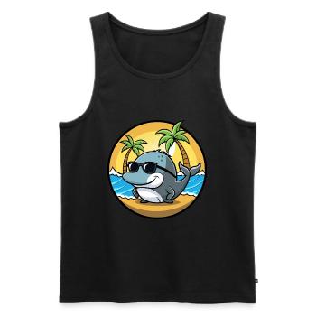 Baleine Drôle Dessin Animé Plage D’été Lunettes De Soleil Cool - Débardeur bio Premium Homme - noir - Devant - Michal (187cm)