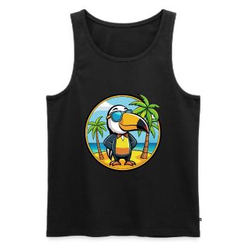Tukan Lustige Cartoon Sommer Strand Sonnenbrille Cool - Männer Premium Bio Tank Top - Schwarz - Vorne - Michal (187cm)