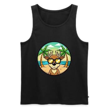 Hirsch Lustige Cartoon Sommer Strand Sonnenbrille Aufkleber - Männer Premium Bio Tank Top - Schwarz - Vorne - Michal (187cm)