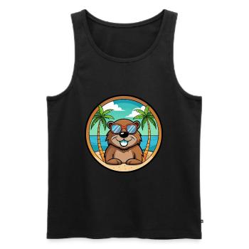 Biber Lustige Cartoon Sommer Strand Sonnenbrille Cool - Männer Premium Bio Tank Top - Schwarz - Vorne - Michal (187cm)
