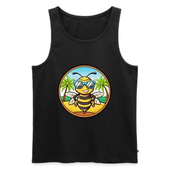 Abeille Drôle Dessin Animé Plage D’été Lunettes De Soleil Autocollant - Débardeur bio Premium Homme - noir - Devant - Michal (187cm)