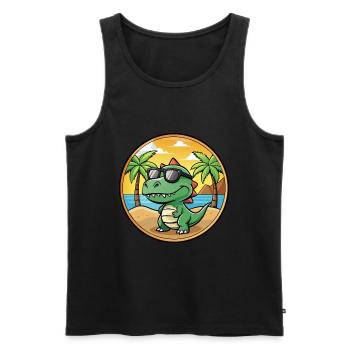 Dinosaurier Lustige Cartoon Sommer Strand Sonnenbrille - Männer Premium Bio Tank Top - Schwarz - Vorne - Michal (187cm)
