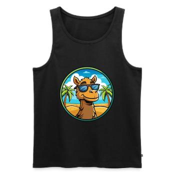 Kamel Lustige Cartoon Sommer Strand Sonnenbrille Cool - Männer Premium Bio Tank Top - Schwarz - Vorne - AI Model Male 178 light (178cm)