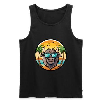 Buffalo Funny Cartoon Lunettes de soleil de plage d’été cool - Débardeur bio Premium Homme - noir - Devant - Michal (187cm)