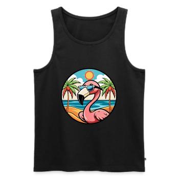 Flamingo Lustige Cartoon Sommer Strand Sonnenbrille - Männer Premium Bio Tank Top - Schwarz - Vorne - Michal (187cm)