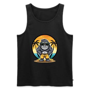 Gorilla Lustige Cartoon Sommer Strand Sonnenbrille Cool - Männer Premium Bio Tank Top - Schwarz - Vorne - Michal (187cm)
