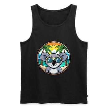 Koala Lustige Cartoon Sommer Strand Sonnenbrille Cool - Männer Premium Bio Tank Top - Schwarz - Vorne - Michal (187cm)