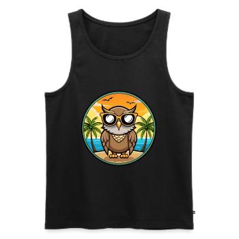 Eule Lustige Cartoon Sommer Strand Sonnenbrille Aufkleber - Männer Premium Bio Tank Top - Schwarz - Vorne - AI Model Male 178 light (178cm)