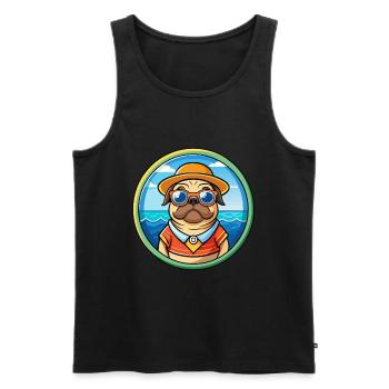 Pug Dog Funny Cartoon Summer Beach Sunglasses Cool - Men's Premium Organic Tank Top - black - Front - AI Model Male 178 light (178cm)