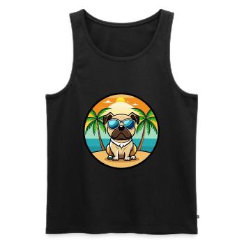 Pug Dog Funny Cartoon Summer Beach Sunglasses Cool - Men's Premium Organic Tank Top - black - Front - AI Model Male 178 light (178cm)