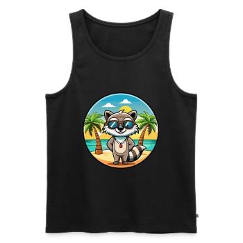 Waschbär Lustig Cartoon Sommer Strand Sonnenbrille Cool - Männer Premium Bio Tank Top - Schwarz - Vorne - Michal (187cm)