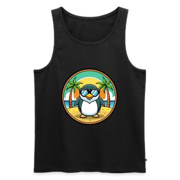 Penguin Funny Cartoon Summer Beach Sunglasses Cool - Men's Premium Organic Tank Top - black - Front - Michal (187cm)