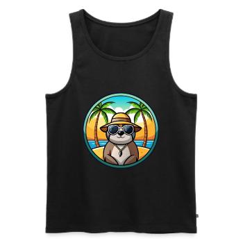 Sloth Funny Cartoon Summer Beach Sunglasses Cool - Men's Premium Organic Tank Top - black - Front - AI Model Male 178 light (178cm)