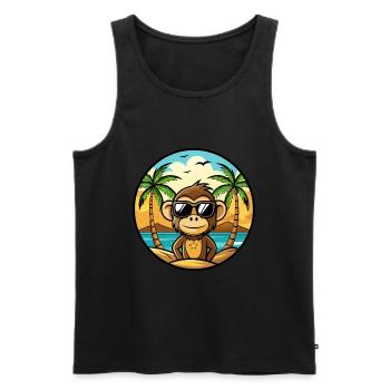Affe Lustige Cartoon Sommer Strand Sonnenbrille Cool - Männer Premium Bio Tank Top - Schwarz - Vorne - AI Model Male 178 light (178cm)