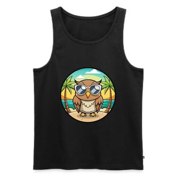 Eule Lustige Cartoon Sommer Strand Sonnenbrille Aufkleber - Männer Premium Bio Tank Top - Schwarz - Vorne - AI Model Male 178 light (178cm)