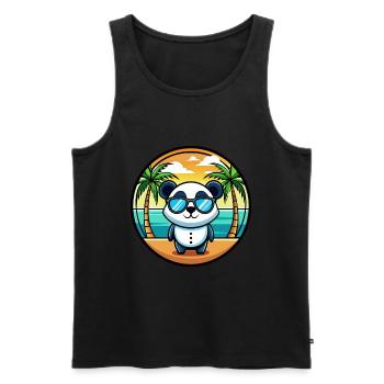 Panda Lustige Cartoon Sommer Strand Sonnenbrille Cool - Männer Premium Bio Tank Top - Schwarz - Vorne - AI Model Male 178 light (178cm)