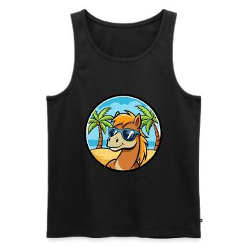 Pony Lustige Cartoon Sommer Strand Sonnenbrille Aufkleber - Männer Premium Bio Tank Top - Schwarz - Vorne - Michal (187cm)
