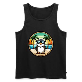 Penguin Funny Cartoon Summer Beach Sunglasses Cool - Men's Premium Organic Tank Top - black - Front - Michal (187cm)