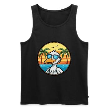 Pelikan Lustige Cartoon Sommer Strand Sonnenbrille Cool - Männer Premium Bio Tank Top - Schwarz - Vorne - AI Model Male 178 light (178cm)