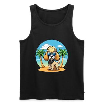 Caniche Chien Drôle Dessin Animé Plage De Plage Lunettes De Soleil - Débardeur bio Premium Homme - noir - Devant - Michal (187cm)