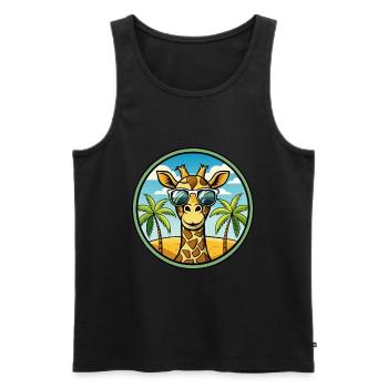 Giraffe Lustige Cartoon Sommer Strand Sonnenbrille Cool - Männer Premium Bio Tank Top - Schwarz - Vorne - AI Model Male 178 light (178cm)