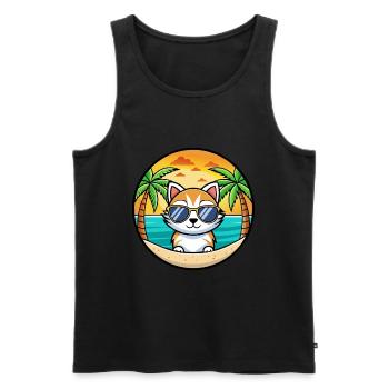 Kitten Funny Cartoon Summer Beach Sunglasses Cool - Men's Premium Organic Tank Top - black - Front - AI Model Male 178 light (178cm)