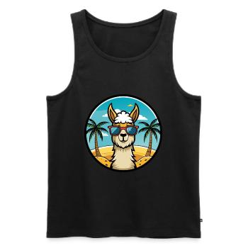 Llama Funny Cartoon Summer Beach Sunglasses Cool - Men's Premium Organic Tank Top - black - Front - AI Model Male 178 light (178cm)