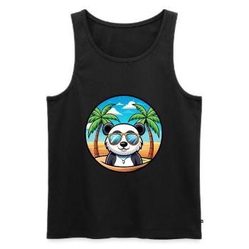 Panda Lustige Cartoon Sommer Strand Sonnenbrille Cool - Männer Premium Bio Tank Top - Schwarz - Vorne - AI Model Male 178 light (178cm)