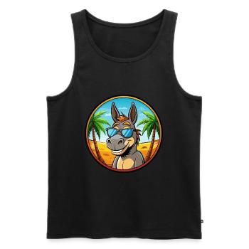 Donkey Funny Cartoon Summer Beach Sunglasses Cool - Men's Premium Organic Tank Top - black - Front - Michal (187cm)
