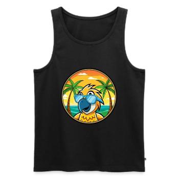 Perroquet Drôle Dessin Animé Plage Été Lunettes De Soleil Cool - Débardeur bio Premium Homme - noir - Devant - AI Model Male 178 light (178cm)