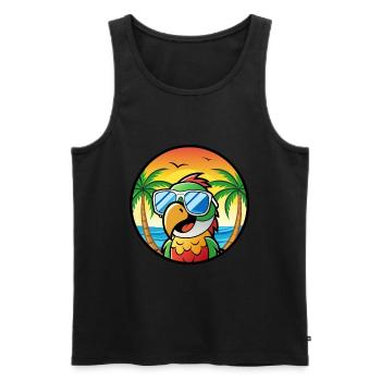 Perroquet Drôle Dessin Animé Plage Été Lunettes De Soleil Cool - Débardeur bio Premium Homme - noir - Devant - AI Model Male 178 light (178cm)