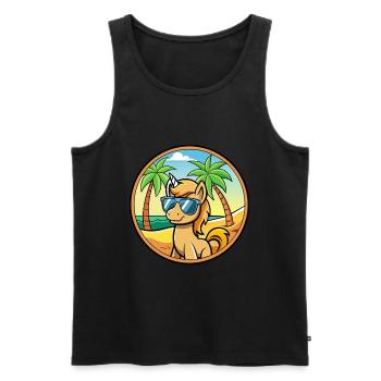Pony Lustige Cartoon Sommer Strand Sonnenbrille Aufkleber - Männer Premium Bio Tank Top - Schwarz - Vorne - Michal (187cm)