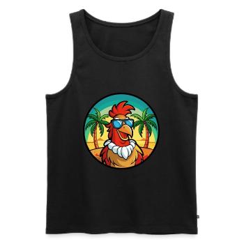 Hahn Lustige Cartoon Sommer Strand Sonnenbrille Cool - Männer Premium Bio Tank Top - Schwarz - Vorne - Michal (187cm)