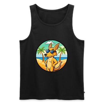 Kangaroo Funny Cartoon Summer Beach Sunglasses - Men's Premium Organic Tank Top - black - Front - AI Model Male 178 light (178cm)