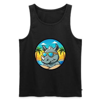 Rhino Funny Cartoon Summer Beach Sunglasses Cool - Men's Premium Organic Tank Top - black - Front - Michal (187cm)