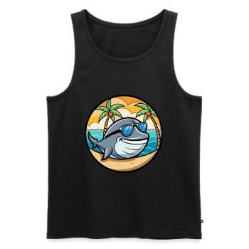 Baleine Drôle Dessin Animé Plage D’été Lunettes De Soleil Cool - Débardeur bio Premium Homme - noir - Devant - Michal (187cm)