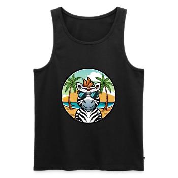 Zebra Funny Cartoon Summer Beach Sunglasses Cool - Men's Premium Organic Tank Top - black - Front - Michal (187cm)