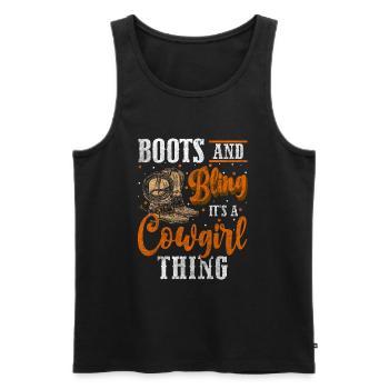 Cowboy Lasso Wüste Bandit - Männer Premium Bio Tank Top - Schwarz - Vorne - Michal (187cm)