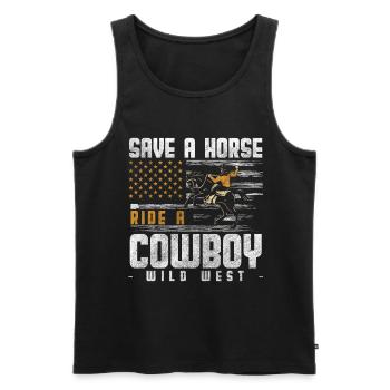 Cowboy Revolver Western Master America - Men's Premium Organic Tank Top - black - Front - Michal (187cm)