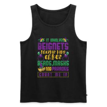 Mardi Gras Party Event - Men's Premium Organic Tank Top - black - Front - AI Model Male 178 light (178cm)