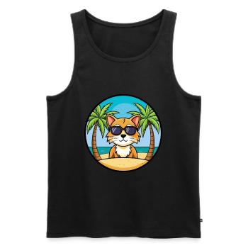 Asiatische Katzenrasse Cartoon Sonnenbrille Strand - Männer Premium Bio Tank Top - Schwarz - Vorne - Michal (187cm)